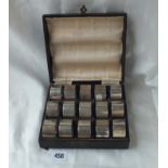 BOXED SET OF 15 MILITARY CRESTED NAPKIN RINGS – Squadron 906 Sheffield 1939 – 420gms approx.