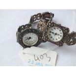 Two silver & marcasite wrist watch