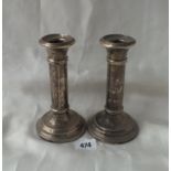 Pair of Georgian style candle sticks – 6” high – B’ham 1919 by M&J