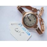 Ladies vintage 9ct wrist watch on expanding 9ct strap