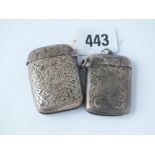 Two scroll engraved Vesta cases – B’ham 1910 & Chester 1912