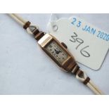 Ladies 9ct oblong wrist watch