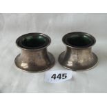 A pair of Edwardian salts with concave sides, green liners – B’ham 1906