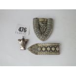 Napkin clip – B’ham 1907 & 2 paste clip brooches