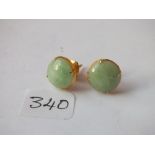 Pair of gold and jade earrings 2.4g inc