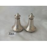 Pair of spool shaped pepperettes, 2.5” high B’ham 1932 38g.