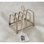 Art Deco four division angular toast rack, 3” wide B’ham 1934 by WM ltd 48g.