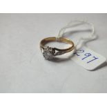 18ct gold and platinum solitaire ring with diamond shoulders Size M