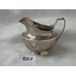 Georgian cream jug with wide pouring lip, 3.5” over handle 76g.