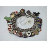 Heavy silver charm bracelet 74g