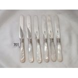Set of six tea knives with MOP handles, Shef 1905 by GH