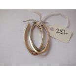 Pair 2 coloured gold 9ct oval earrings 1.8g