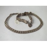 Silver gate link necklace and matching bracelet 41g