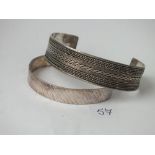 Two silver torque bangles 40g