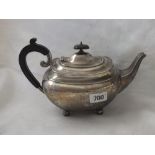 BOAT SHAPED TEAPOT on ball feet, 9.5” over spout Shef 1933 by JDS 465g.