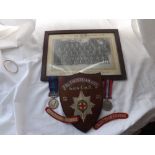 General Service medal to guardsman M. Cox of Cold Stream Guards plus WWII medal, photo, shield, etc.