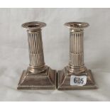 Pair of column candlesticks with beaded edges, 5” high Shef 1897 by W & H