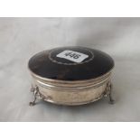 Drum shaped ring box, tortoise shell cover, 3.75” dia. B’ham 1923