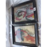 Indisinctly Signed 1907 – Fashionable Lady – 9.5" x 7.5" Pair