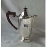 Art Deco hot water jug with panelled sides, 7.5” over handle B’ham 350g.