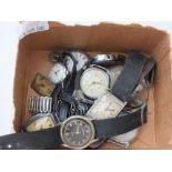 Box containing various vintage wrist watches