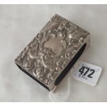 Embossed large match box holder, 3” long Lon 1905 by WC 52g.