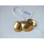 Pair of 15ct gold oval plain cufflinks 5.6gms