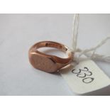 Small 9ct rose gold child’s signet ring approx size E 3.8g