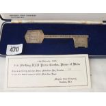Boxed Prince of Wales heavy presentation key, 5” long B’ham 1969 by TS 108g.