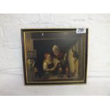 19thC Dutch School – Two Figures in an Alcove – 6.5" x 7.5"