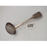 Exeter. Victorian fiddle pattern crested sifter ladle, 1852 by WP 27g.