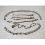Six silver chain bracelets 38g
