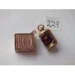 Two 9ct charms