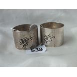 Two circular napkin rings, B’ham 1923 60g.