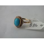 9ct turquoise set ring size O