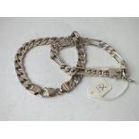 Two silver flat link bracelets 54g