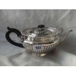 Victorian teapot with egg and dart and shell rimmed cape, 9.5” over handle Lon 1900 by Barnards
