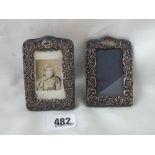 Small rectangular embossed photo frame, 3” high B’ham 1904 by WD, also another