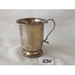 Art Deco vase shaped christening mug, 3.5” over handle B’ham 1933 by TS 68g.