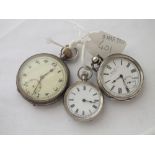 Silver pocket watch, fob watch and a metal example