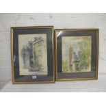 RICHARD BEAUMONT “Parked Cars Beside Houses” 13” x 9.5” (and another), both inscribed