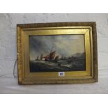 19thC School – Fishing Boats off the Coast – 7.5" x 11.5"