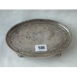 Georgian Irish oval teapot stand, engraved with foliage, 7.4” wide Dublin 1803 185g.