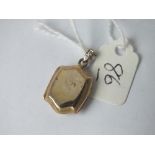 9ct plain locket with small diamond inset to loop 2.2g inc