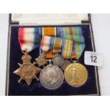 A boxed WWI Trio of medals to CAPT. W. G. Lock – R.W. Kent regiment with miniatures