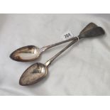 Pair of good Georgian fiddle pattern basting spoons, Lon 1814 by SB IB 236g.