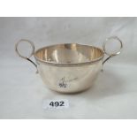 Christening bowl, 6” over loop handles Shef 1921 by W & H 105g.