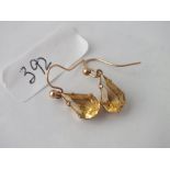 Boxed pair of 9ct citrine tear drop earrings