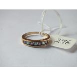 9ct half hoop stone set ring approx size L 1.7g inc