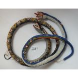 Two beadwork snakes 20" long